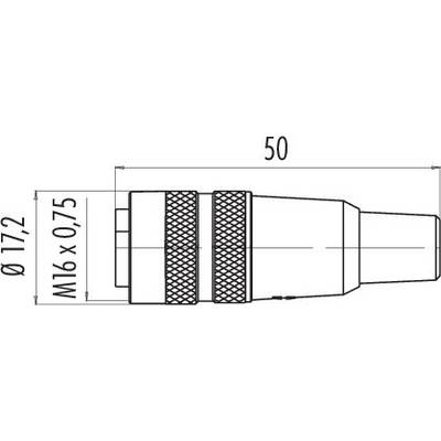 Dessin technique d'une fiche avec les dimensions 50 mm de longueur et 17,2 mm de diamètre. Filetage : M16 x 0,75.