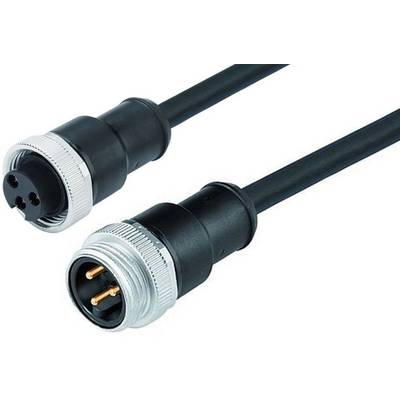 Deux connecteurs noirs avec filetage métallique et contacts circulaires, non raccordés. Celui de gauche a des embases, celui de droite a des broches.