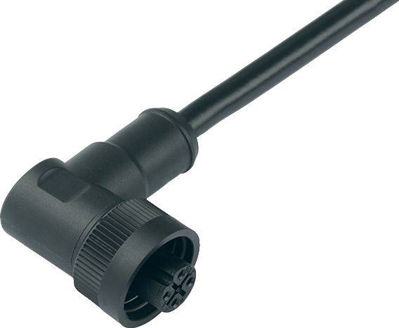 Une fiche d'angle noire multibroches, adaptée aux connexions électroniques, avec un long câble.