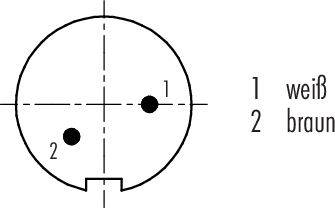 Un diagramme montre une connexion électrique. Deux points sont marqués : '1' (blanc) en haut à droite et '2' (marron) en bas à gauche.