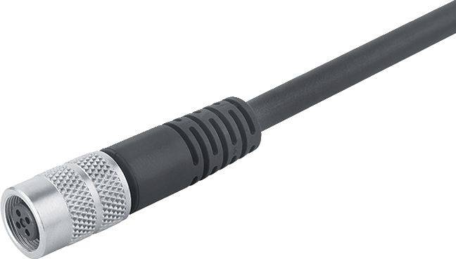 Câble noir avec fiche métallique ronde, adapté pour les connexions électroniques et les transmissions de signaux.