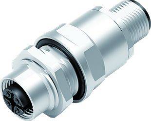 Connecteur cylindrique métallique multibroches. Utilisé pour les connexions industrielles et électriques.