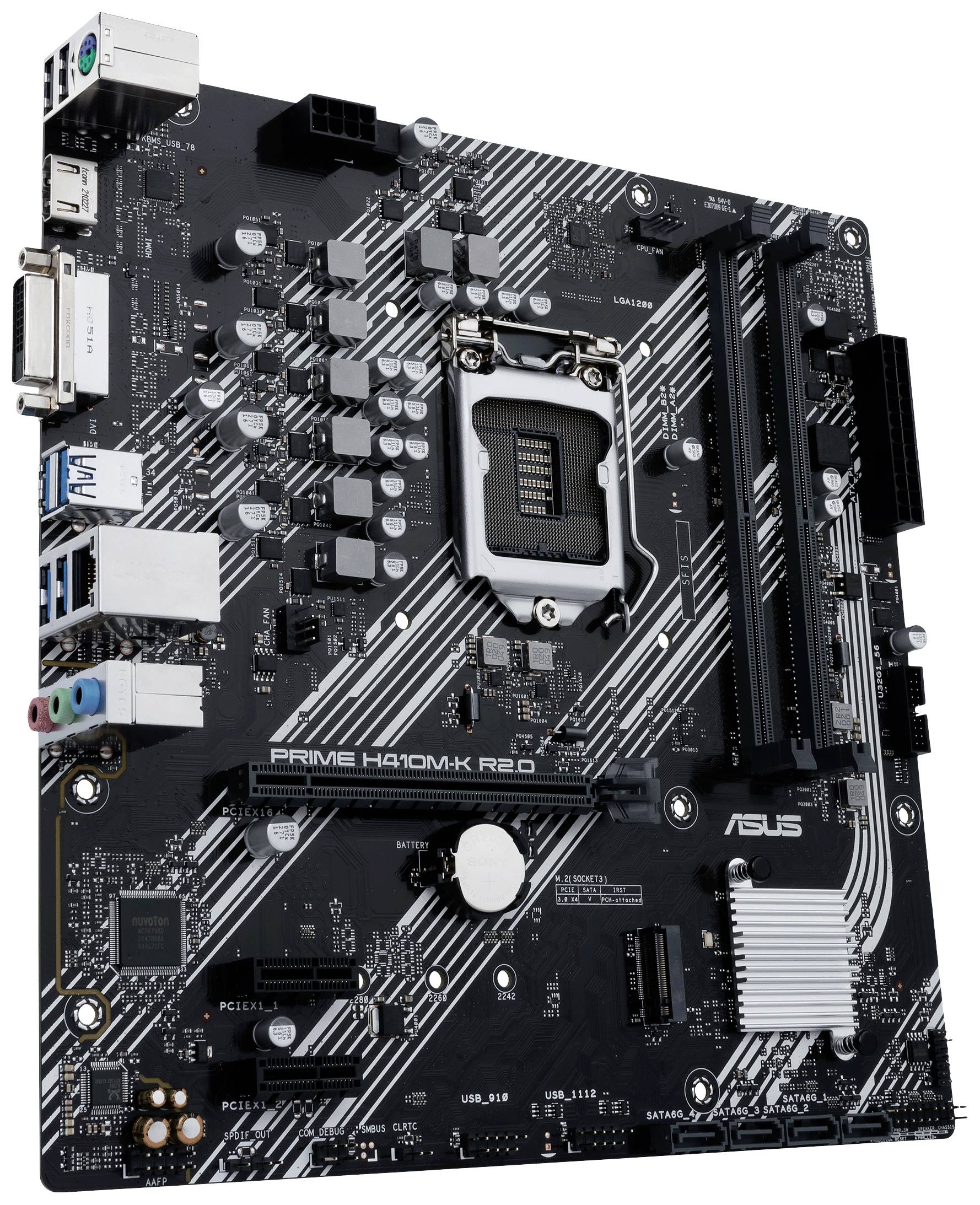 Asus PRIME H410M-K R2.0 Carte mère Socket (PC) Intel® 1200 Facteur de forme (détails) ATX Chipset de la carte mère Intel-2