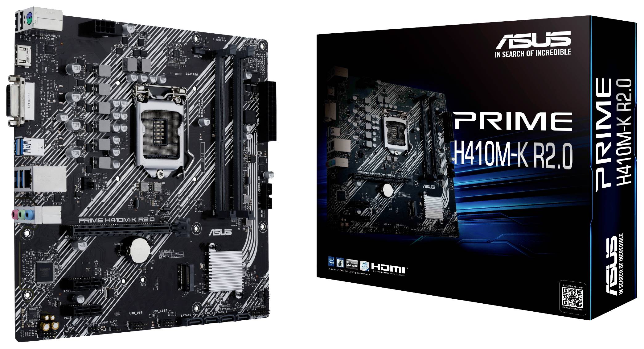 Asus PRIME H410M-K R2.0 Carte mère Socket (PC) Intel® 1200 Facteur de forme (détails) ATX Chipset de la carte mère Intel-6