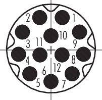 Un module enfichable rond avec douze emplacements numérotés de un à douze.