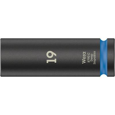 La figure représente un écrou d'outil noir portant l'inscription '19', 'Wera 8790 C Deep Impaktor'. Il est doté d'un anneau bleu.
