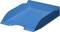 Un bac de rangement bleu en plastique avec un côté avant ouvert pour un accès facile aux documents.