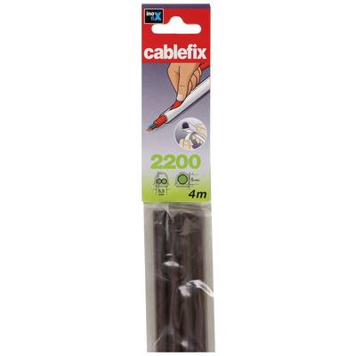 Emballage d'un produit 'cablefix' de inofix. Montre une main qui fixe un câble. Adapté pour des diamètres de câble de 5,5 à 9 mm, long de 4 m.