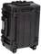 Valise noire robuste avec roulettes et poignées ; adaptée au transport sécurisé d'équipements sensibles.