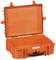 Valise de protection orange, ouverte, avec poignée, adaptée au rangement sécurisé d'équipements sensibles.