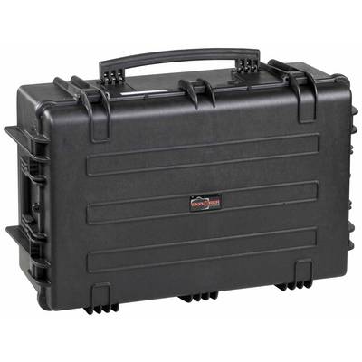Valise rigide noire avec poignée, design robuste, idéale pour le transport et le stockage sécurisés d'objets fragiles.