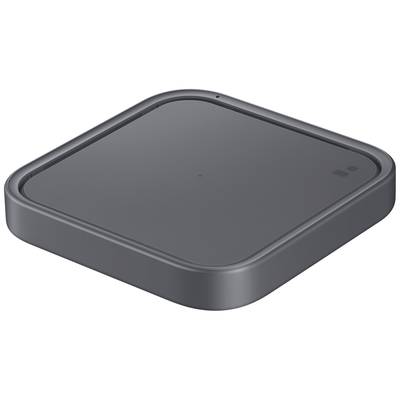 Un chargeur carré, plat, noir avec des coins arrondis, adapté pour le chargement sans fil des smartphones.