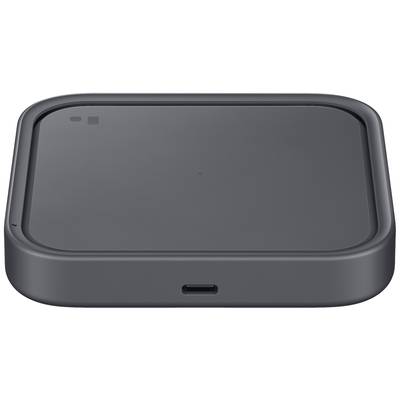 Un chargeur noir carré avec un port USB-C. Un logo discret est placé au centre.