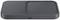 Chargeur sans fil noir avec deux surfaces de charge, port USB-C à l'avant. Idéal pour charger simultanément deux appareils.