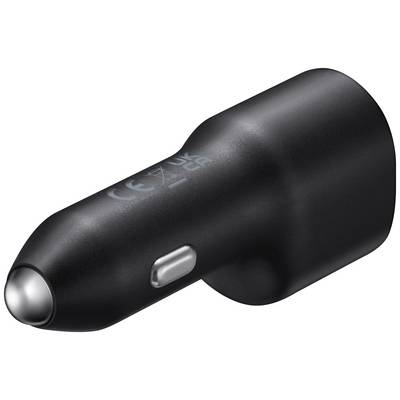 Chargeur de voiture noir avec port USB, compact et fin. Idéal pour recharger des appareils dans la voiture.