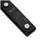 Chargeur noir avec indicateur de batterie à LED bleue, nom de marque et symboles de sécurité et de certification sur la surface.