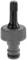 Un adaptateur de valve de pneu noir avec un bouchon à vis gris, adapté pour le gonflage d'air, sur un fond blanc.