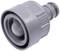 Adaptateur de robinet en gris avec tamis métallique intégré, adapté pour être fixé sur des tuyaux d'arrosage afin d'assurer l'alimentation en eau.
