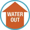 Une flèche orange pointant vers le haut affiche le texte « WATER OUT ».