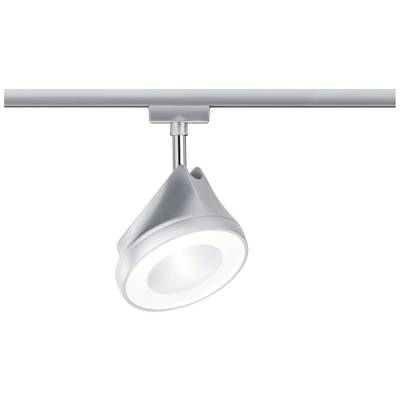 Luminaire sur rail LED plafonnier de couleur argent, conçu de manière moderne et minimaliste, utilisé pour l'éclairage des espaces.