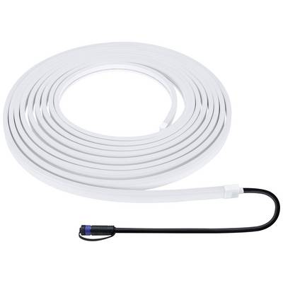 Câble satellite plat, blanc, avec une fiche noire à l'extrémité, enroulé et prêt à être installé.