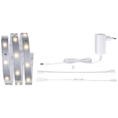 Kit de bande lumineuse LED avec bloc d'alimentation, câble et connecteur. Idéal pour l'éclairage ou la décoration.