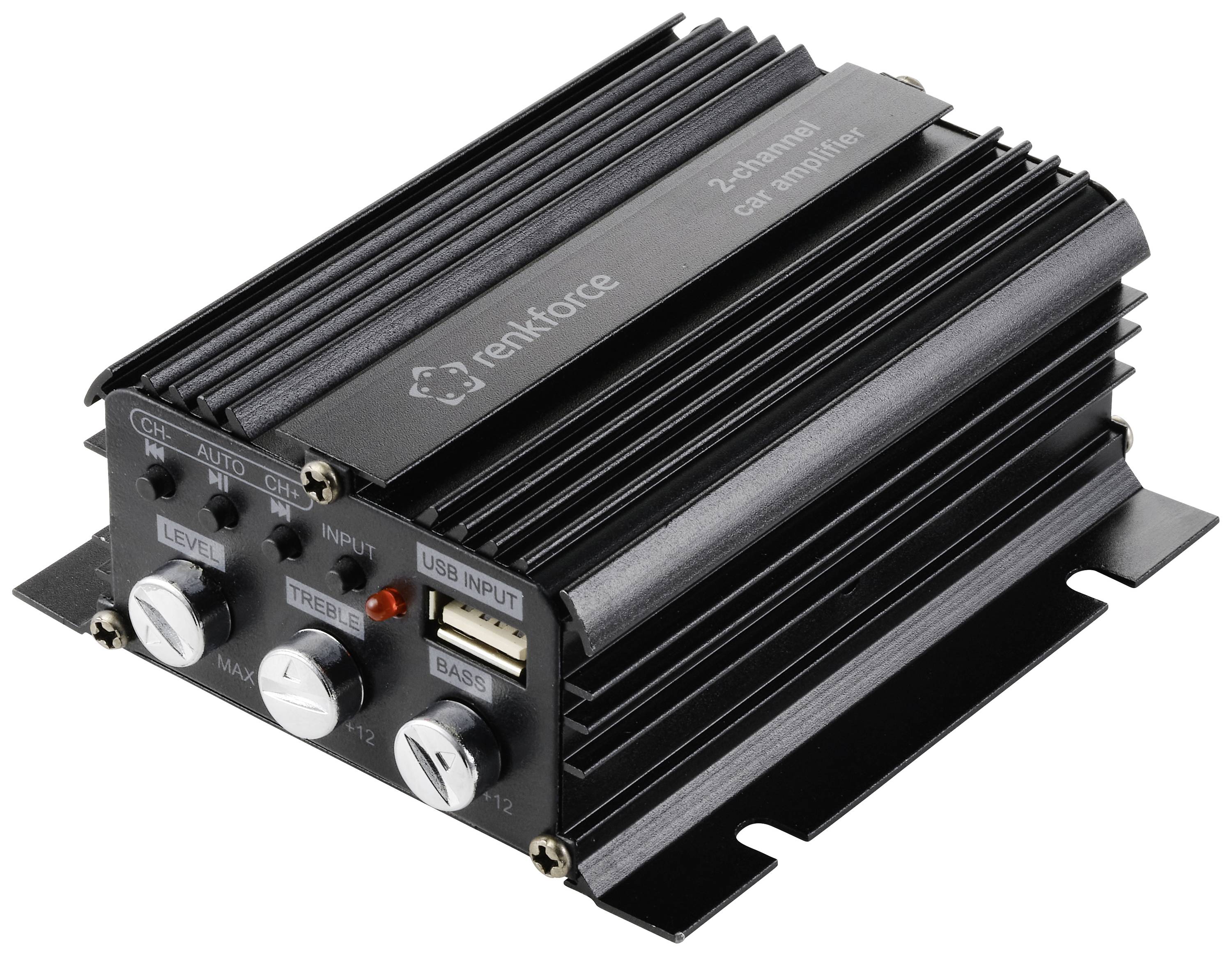 Renkforce RF-CMP-202 Ampli auto 2 canaux 100 W Lecture audio