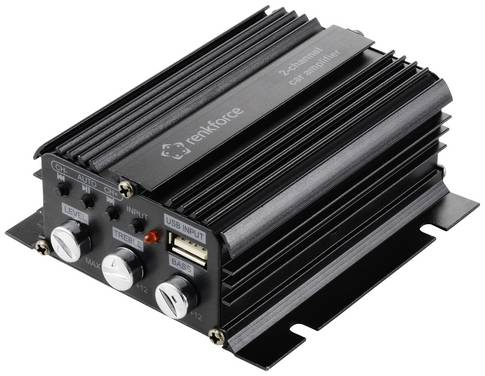 Renkforce  RF-CMP-202  Ampli auto 2 canaux  100 W  Lecture audio Bluetooth®/USB, Réglage volume/basses/aigus