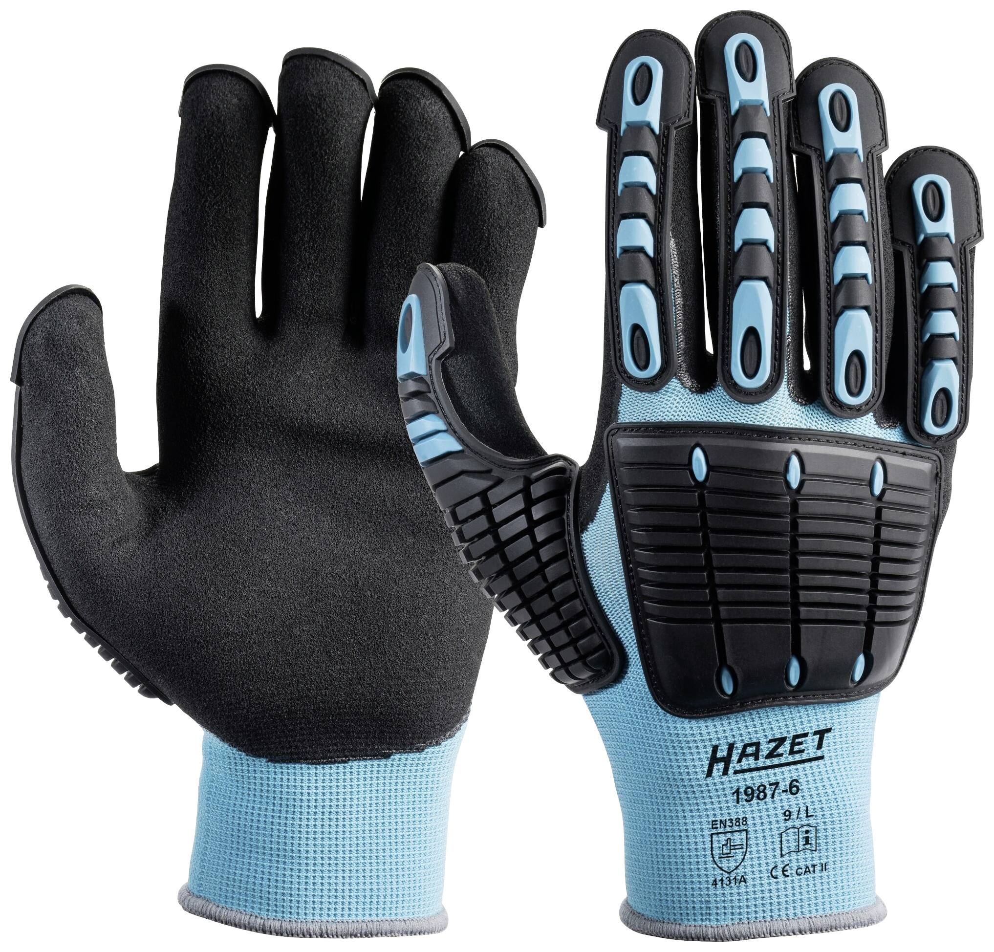 Gants à paume intérieure noire et dos bleu, renforcés pour une protection optimale. Adaptés aux travaux industriels et mécaniques.