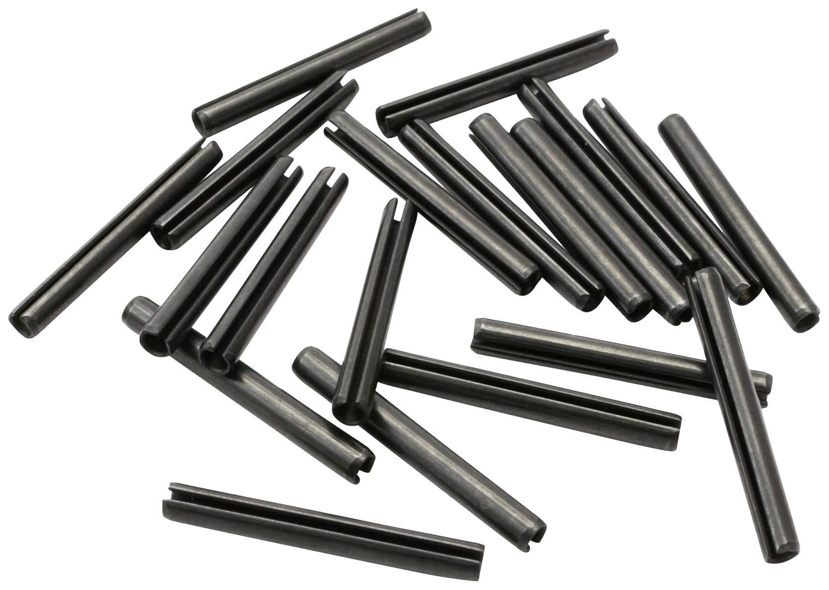 Plusieurs attaches-câbles noires en métal, disposées de manière aléatoire sur une surface claire.