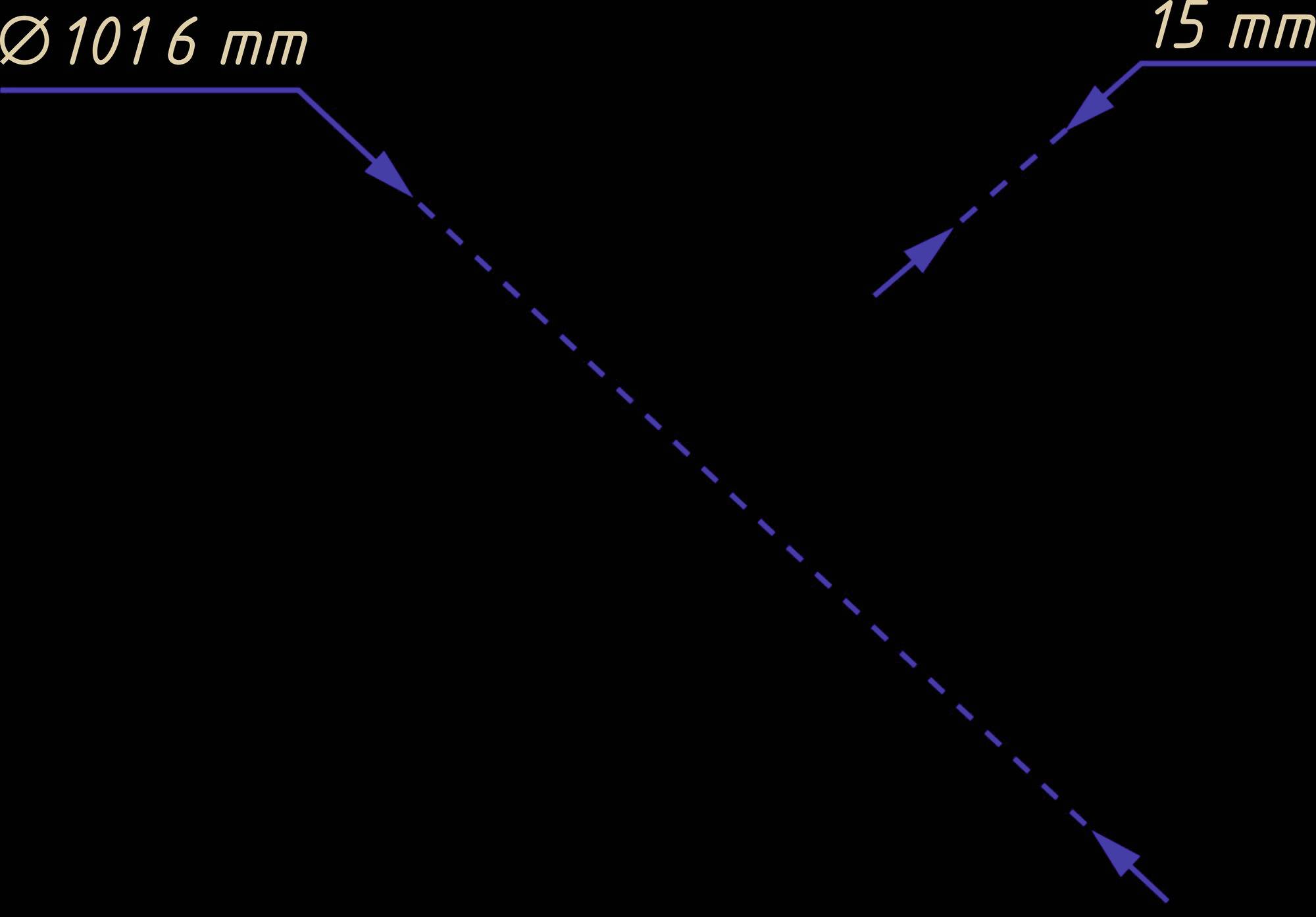 Le diagramme à flèches montre deux flèches se croisant. La flèche de gauche indique 'Ø 1016 mm', celle de droite '15 mm'. Le diagramme met en évidence les différences de dimensions.