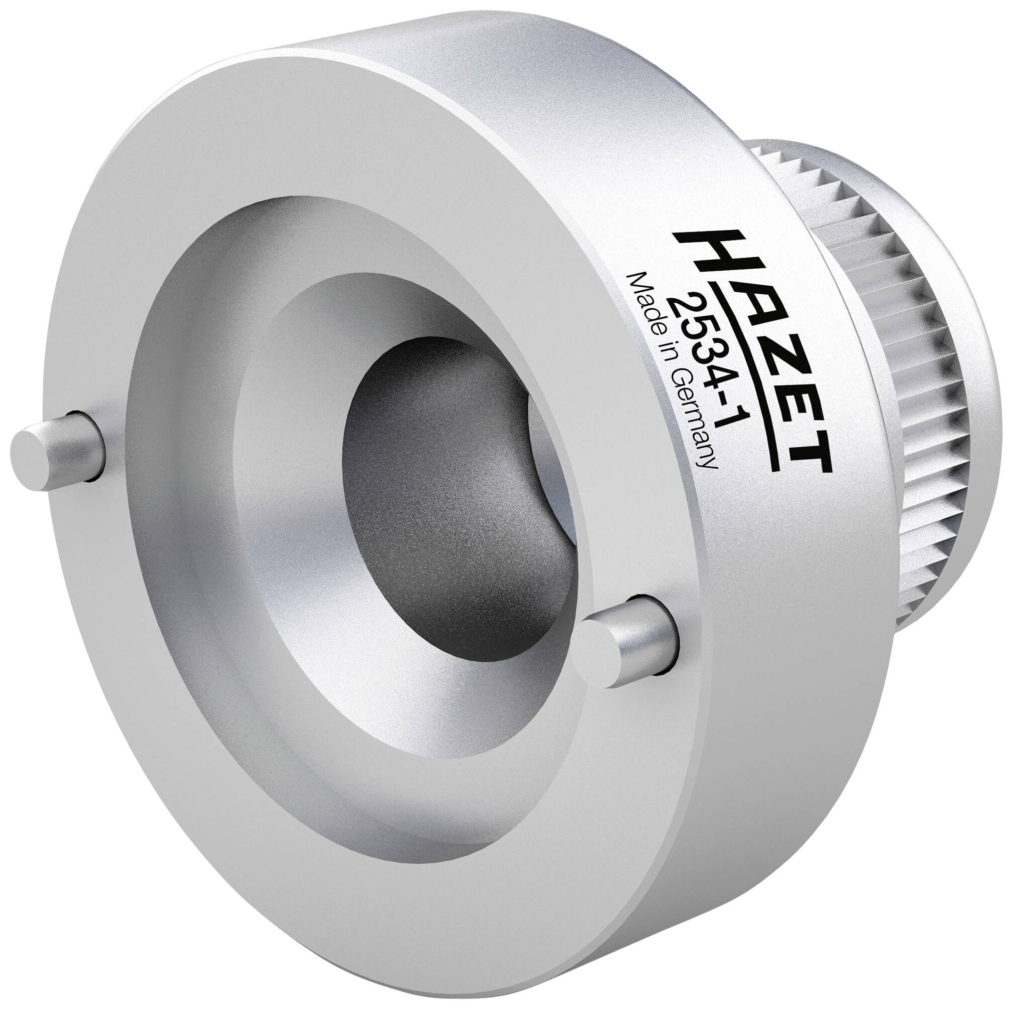 Outil métallique portant l'inscription 'HAZET 2534-1 Made in Germany', de forme cylindrique avec des bords dentelés, probablement destiné à des applications automobiles.