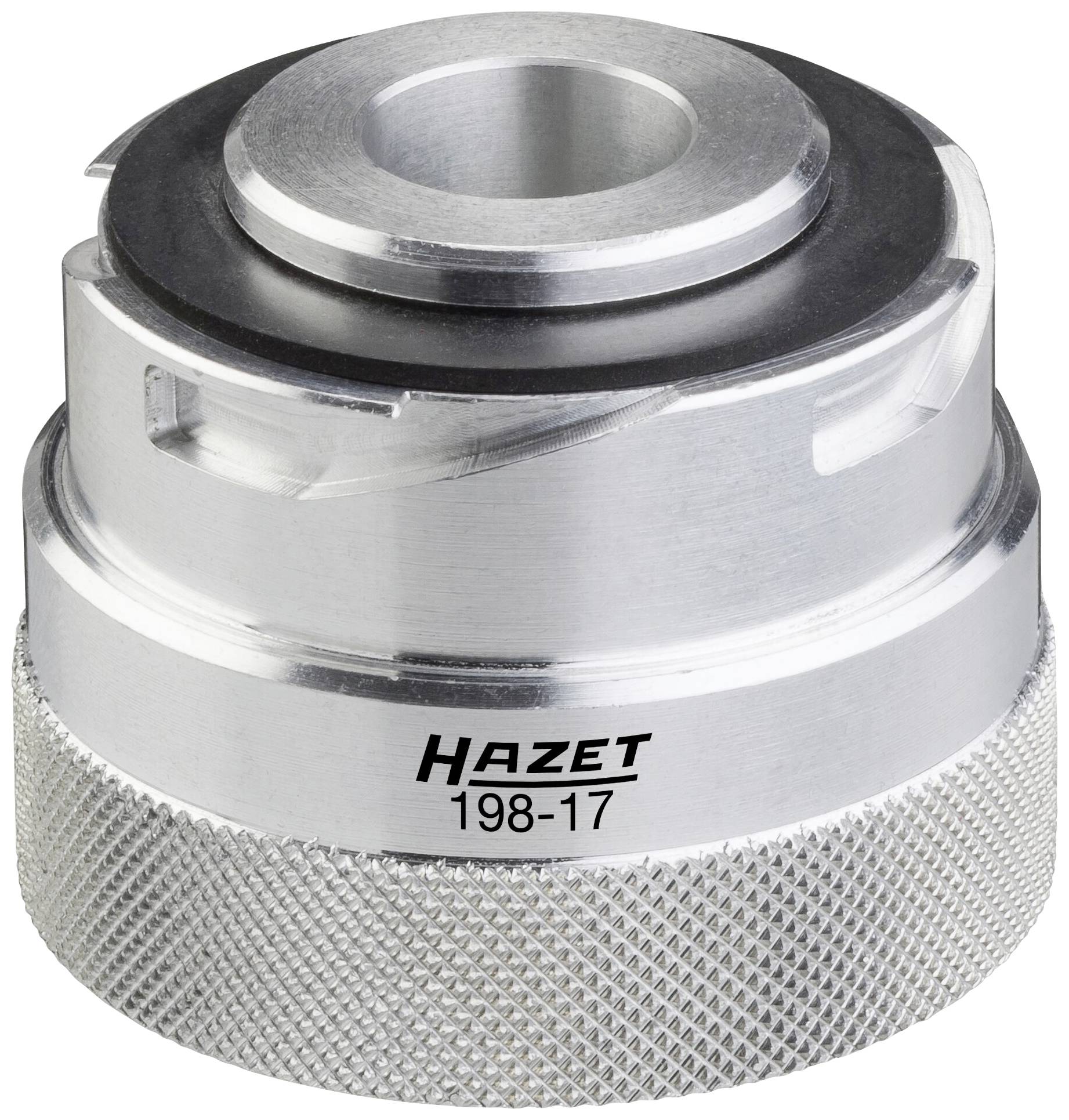 Outil métallique portant l'inscription 'Hazet 198-17', de forme cylindrique avec surface inférieure striée.