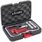 Ensemble d'outils dans une mallette noire avec doublure en mousse, logo 'VIGOR', deux douilles, levier, intérieur doublé de rouge.