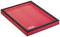 Bloc de nettoyage en mousse rouge avec bordure noire de 'Vigor'. Pour nettoyer les surfaces, rectangulaire, avec logo en mousse.