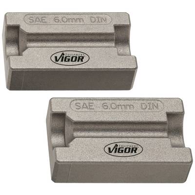 Deux insertions métalliques avec des gravures 'SAE 6,0mm DIN' et le logo de la marque. Elles sont identiques et destinées à être utilisées avec des appareils spécifiques.