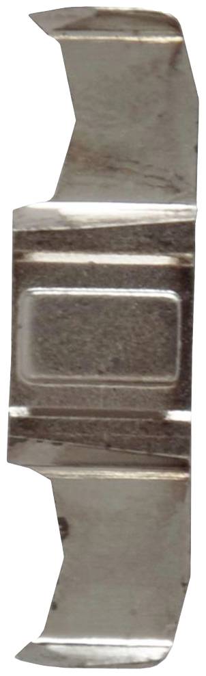 Agrafe métallique avec cavité rectangulaire ; élément d'un système de fixation industriel.