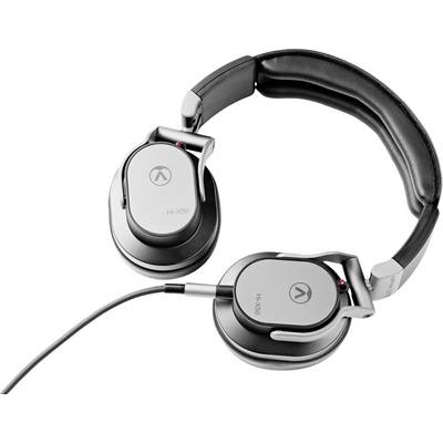 Casque audio over-ear gris avec fil ; design moderne et ergonomique, parfait pour profiter de la musique.