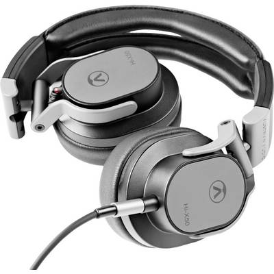 Casque noir, supra-auriculaire, avec arceau rembourré et câble, modèle 'HX-50', posé à plat sur une surface.