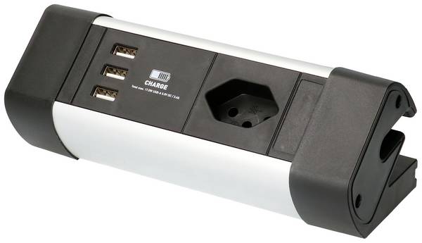 Multiprise Max Hauri 163857  argent-noir fiche CH 1 pc(s)