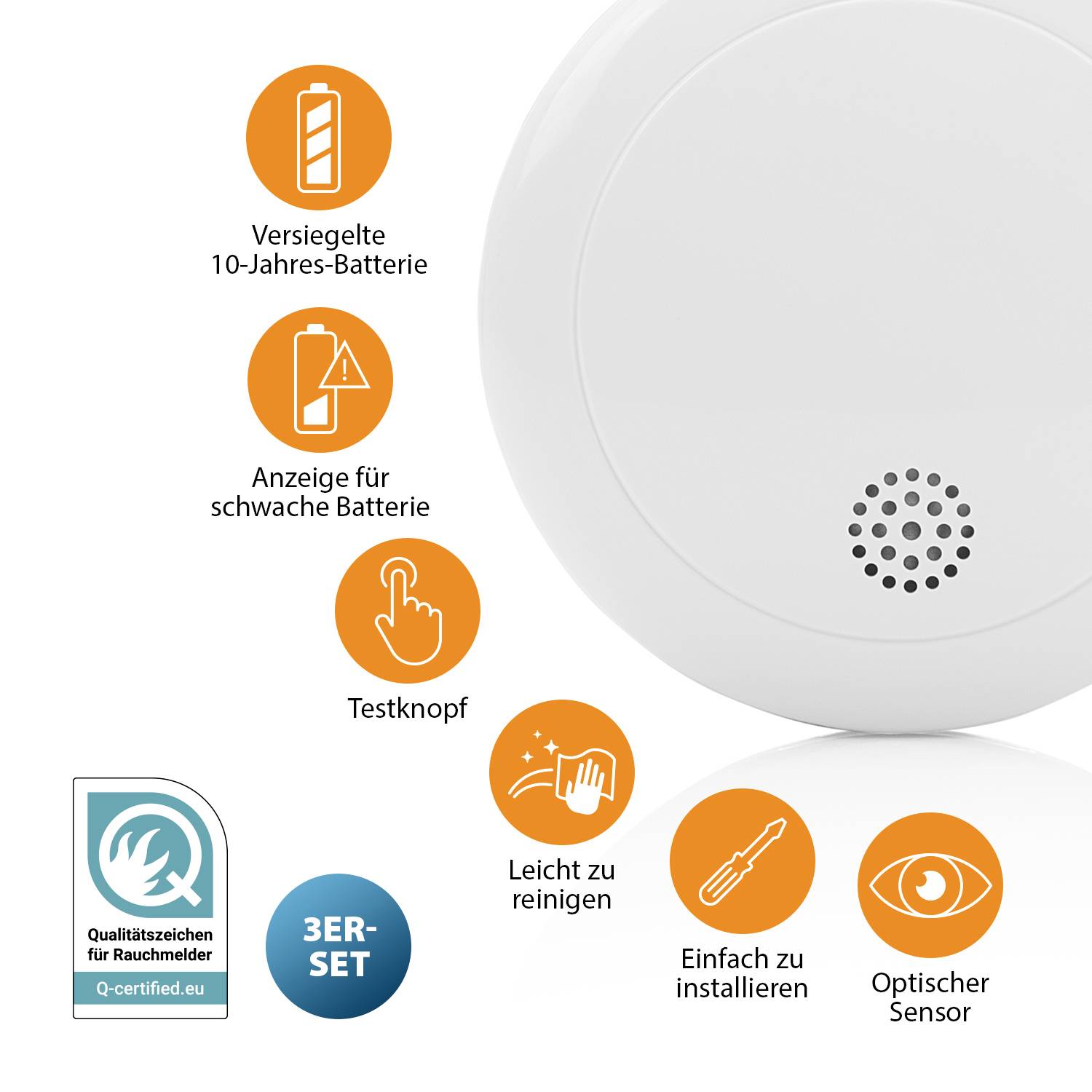 Smartwares 10.024.13 Détecteur de fumée jeu de 3 autonomie 10 ans à pile(s)-8