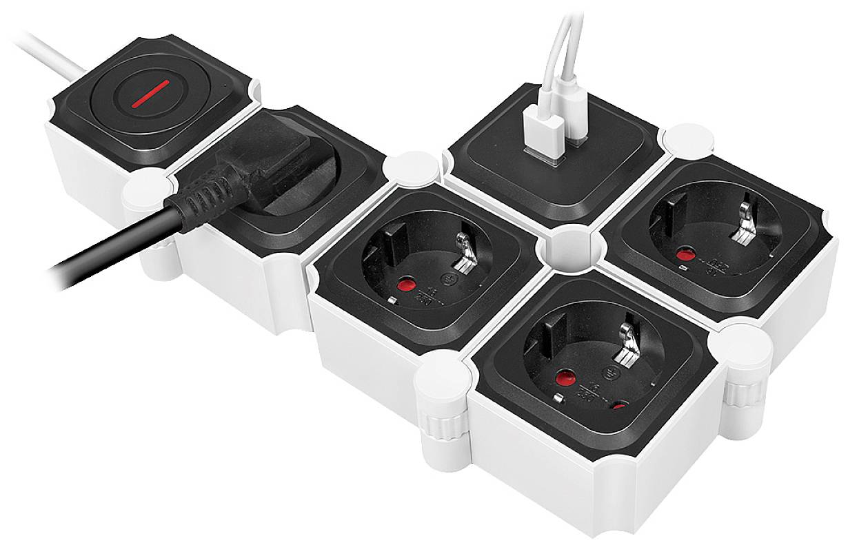 Bloc multiprise avec interrupteur LogiLink LPS276U blanc, noir contact de protection 1 pc(s)-1