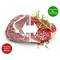 Un morceau de viande cru, à gauche stocké normalement, à droite sous vide. L'emballage sous vide permet de conserver la viande jusqu'à 8 fois plus longtemps fraîche.