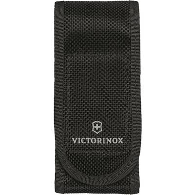 Étui noir Victorinox en matériau robuste, avec logo tissé, idéal pour le rangement sécurisé des couteaux de poche.