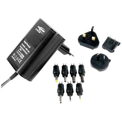 Différents adaptateurs et un chargeur, adaptés à différentes prises électriques et connexions d'appareils.