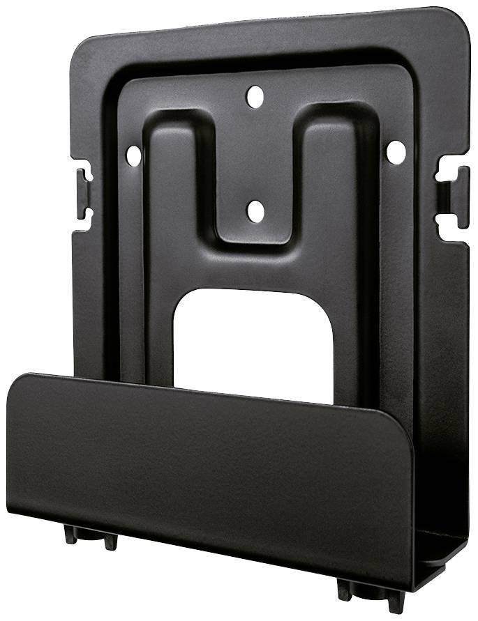 Support métallique de montage mural, de forme carrée avec des angles arrondis, ouverture centrale, adapté pour la fixation d'appareils.