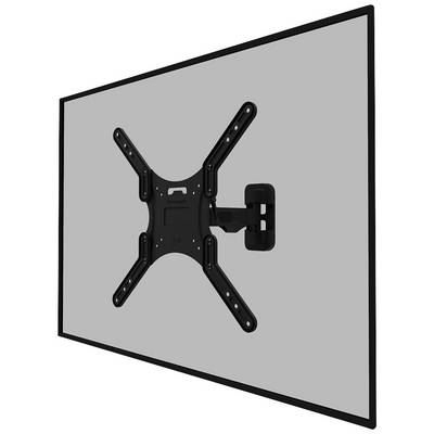 Un téléviseur plat est monté sur un support mural réglable. Le support permet un positionnement flexible de l'écran.