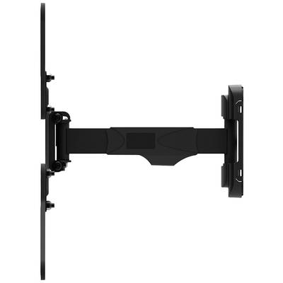 Un support de téléviseur mural orientable montre une vue latérale avec un bras articulé permettant un positionnement flexible de l'écran.