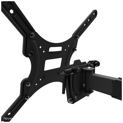 Support mural TV inclinable, noir et fin, avec bras articulé et fixation VESA. Adapté pour installer un écran contre un mur.