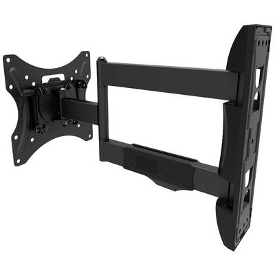 Support mural pour téléviseur à écran plat, noir, orientable grâce à des bras articulés, permettant un positionnement et un angle flexibles.